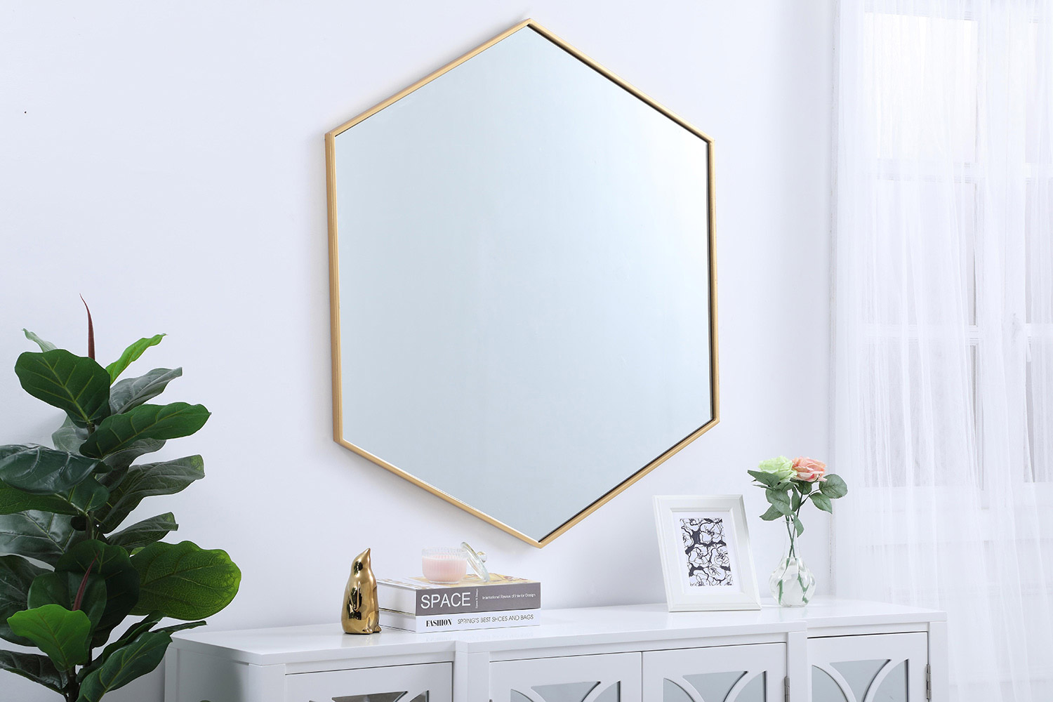 Elegant Wall Mirror - Brass, L 41" (MR4541BR)