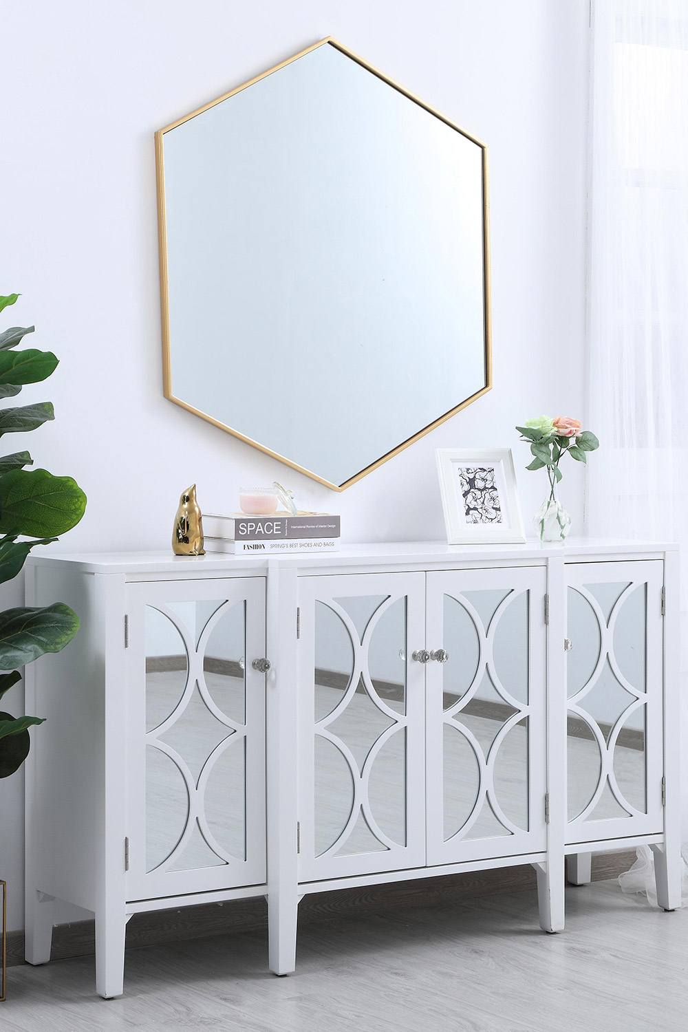 Elegant Wall Mirror - Brass, L 41" (MR4541BR)