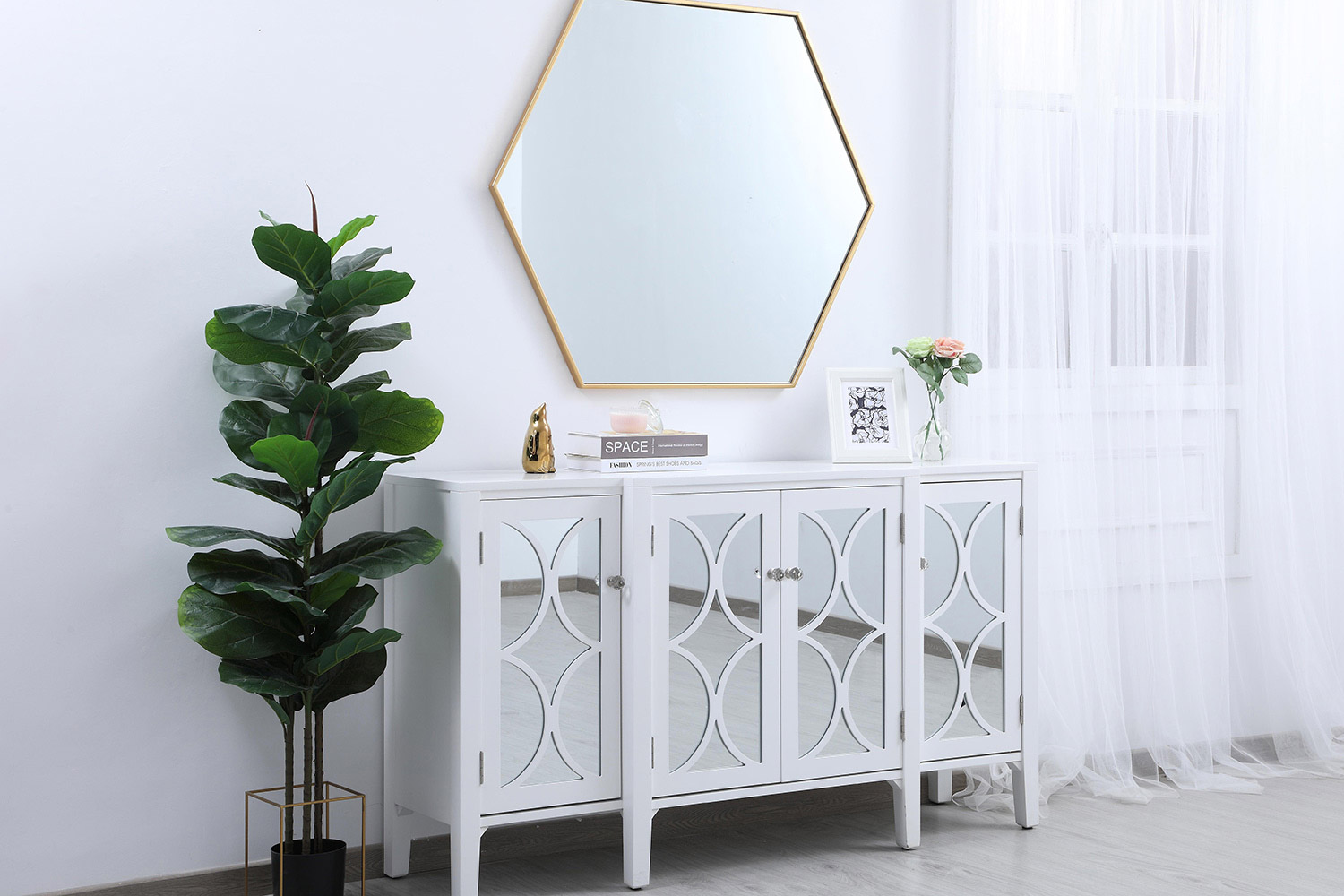 Elegant Wall Mirror - Brass, L 41" (MR4541BR)