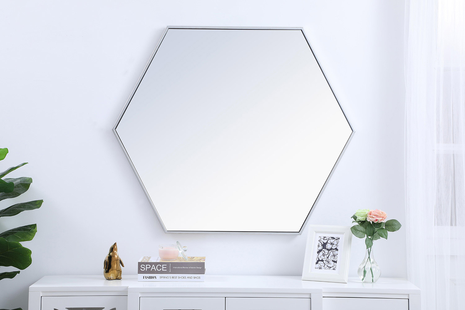 Elegant Wall Mirror - Silver, L 41" (MR4541S)