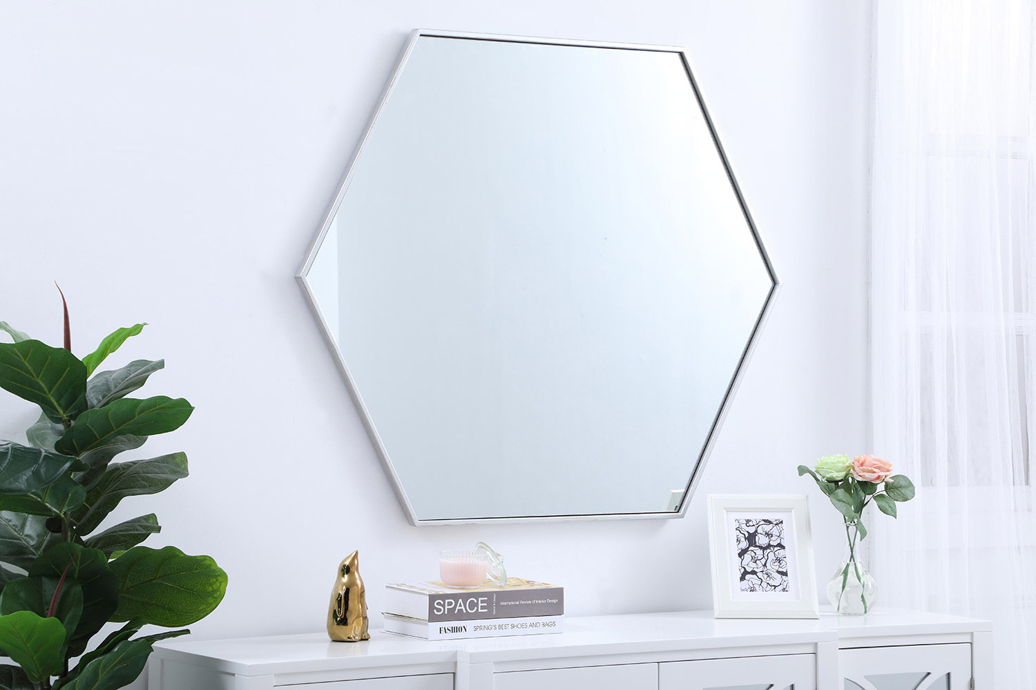 Elegant Wall Mirror - Silver, L 41" (MR4541S)