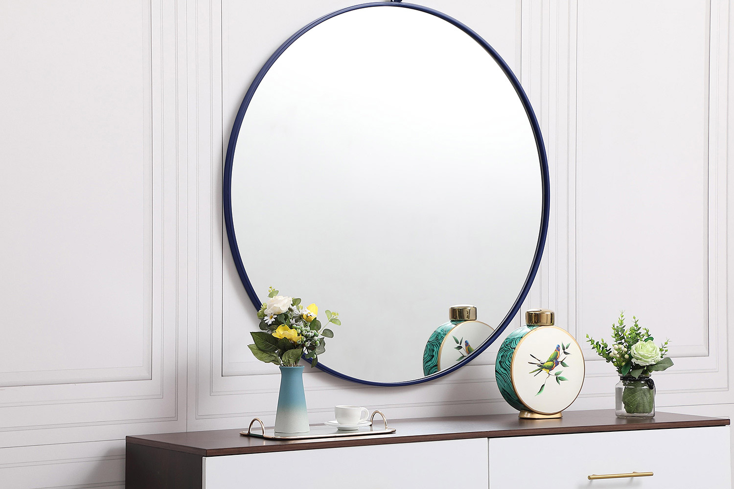 Elegant Wall Mirror - Blue, L 39" (MR4739BL)