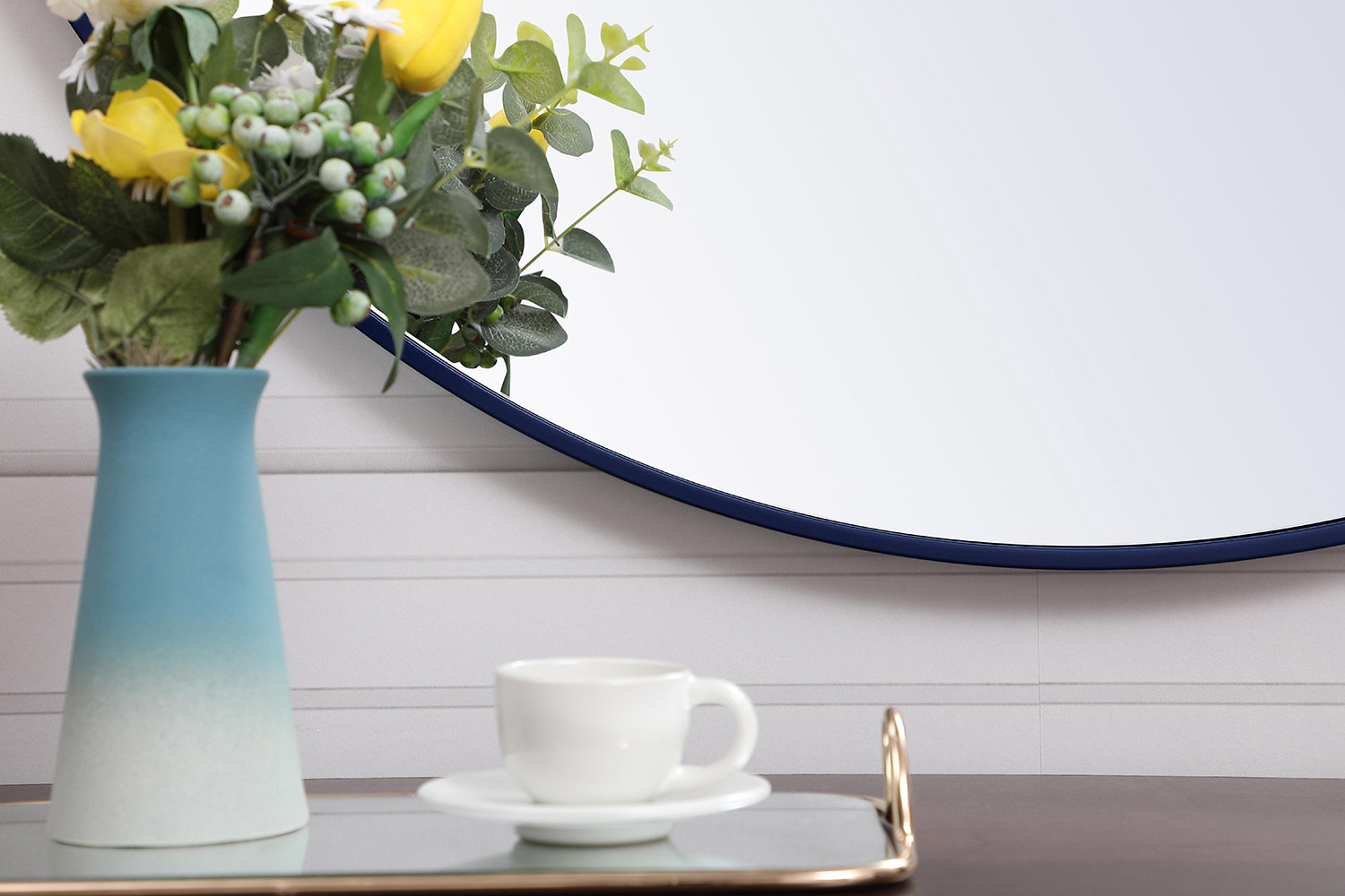 Elegant Wall Mirror - Blue, L 39" (MR4739BL)