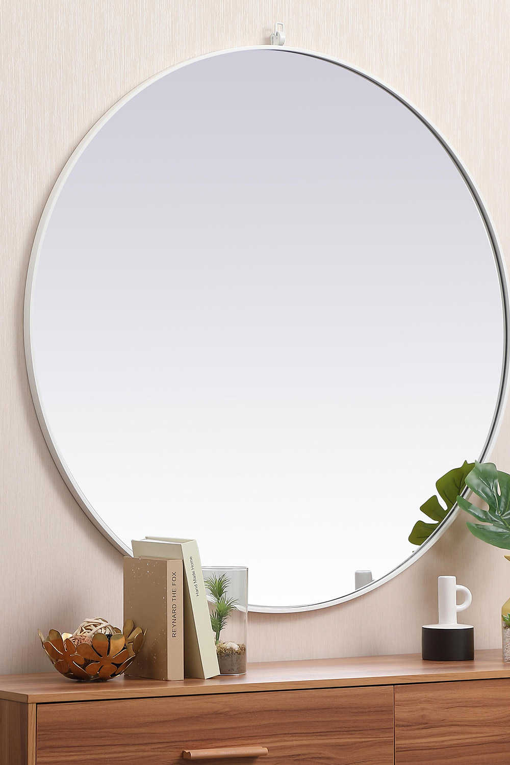 Elegant Wall Mirror - White, L 45" (MR4745WH)