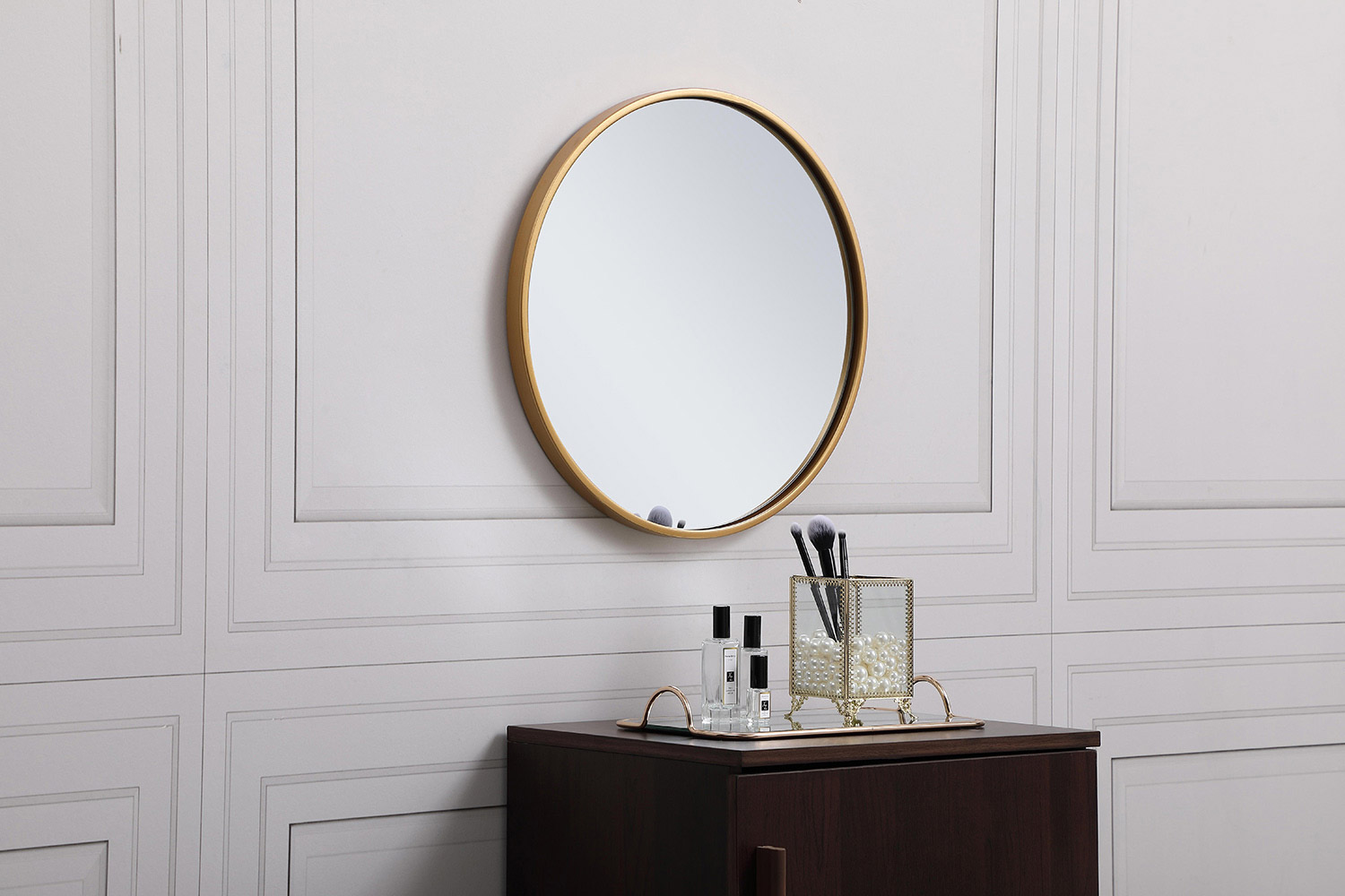 Elegant Wall Mirror - Brass, L 18" (MR4818BR)