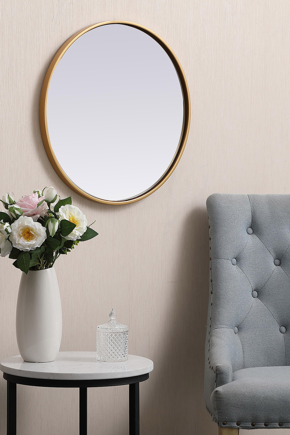 Elegant Wall Mirror - Brass, L 21" (MR4821BR)