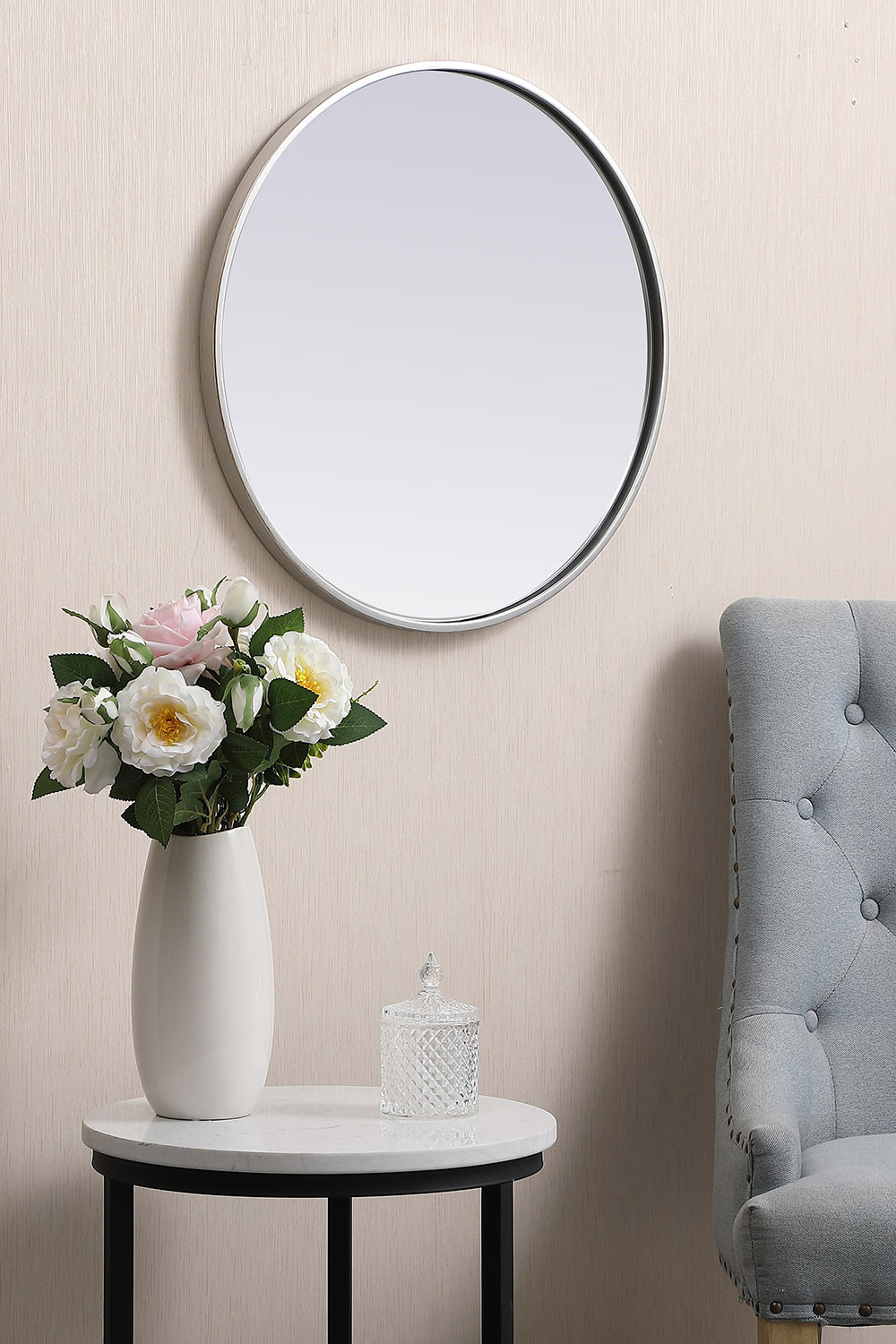 Elegant Wall Mirror - Silver, L 21" (MR4821S)