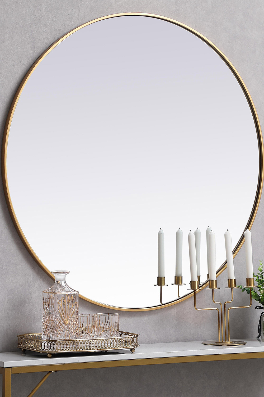 Elegant Wall Mirror - Brass, L 39" (MR4839BR)