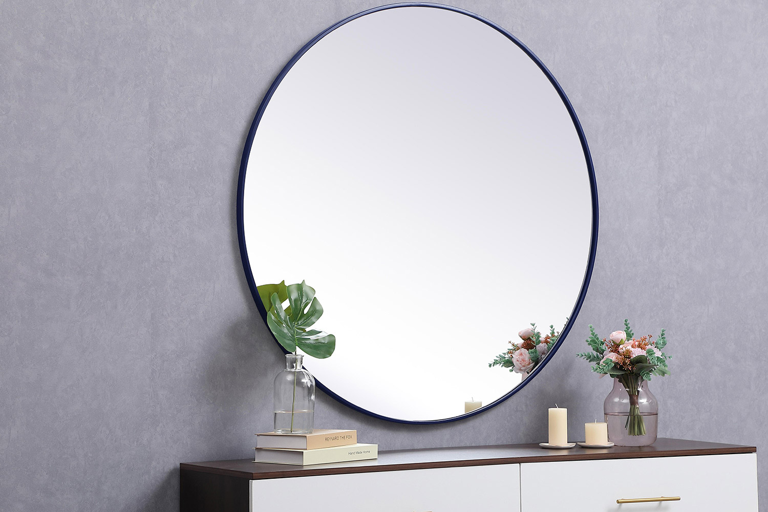 Elegant Wall Mirror - Blue, L 45" (MR4845BL)