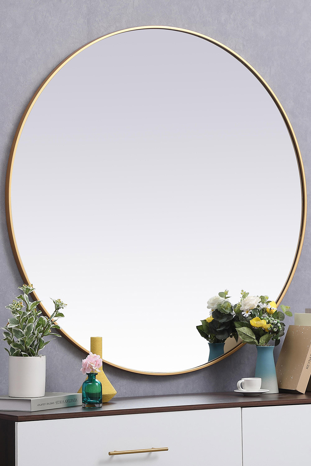 Elegant Wall Mirror - Brass, L 45" (MR4845BR)