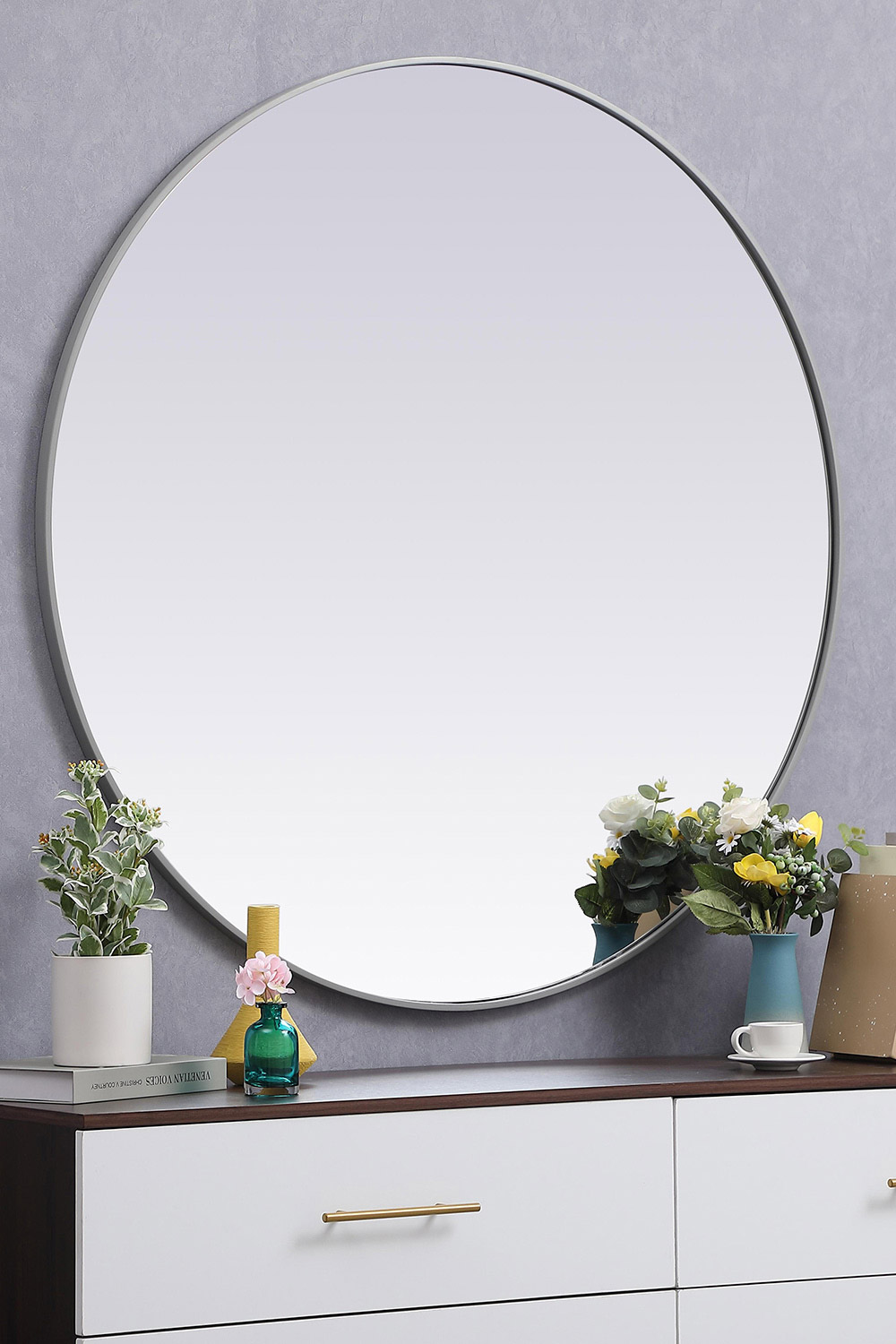 Elegant Wall Mirror - Gray, L 45" (MR4845GR)