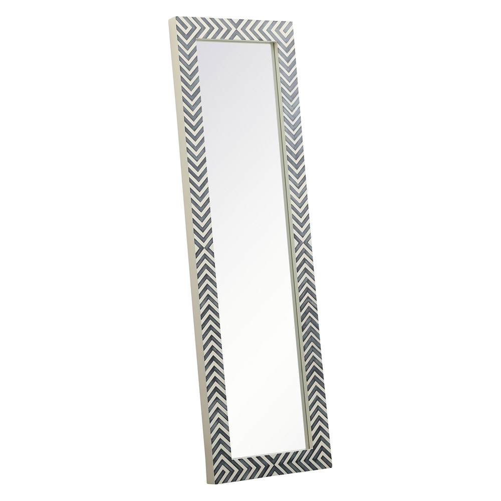 Elegant Wall Mirror - Black/White, D 18", H 60" (MR51860)