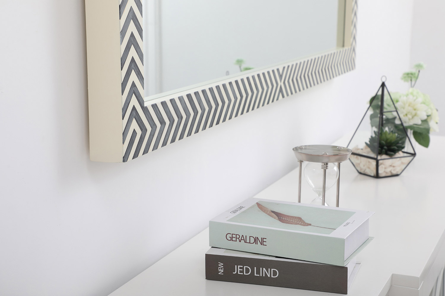 Elegant Wall Mirror - Black/White, D 18", H 60" (MR51860)