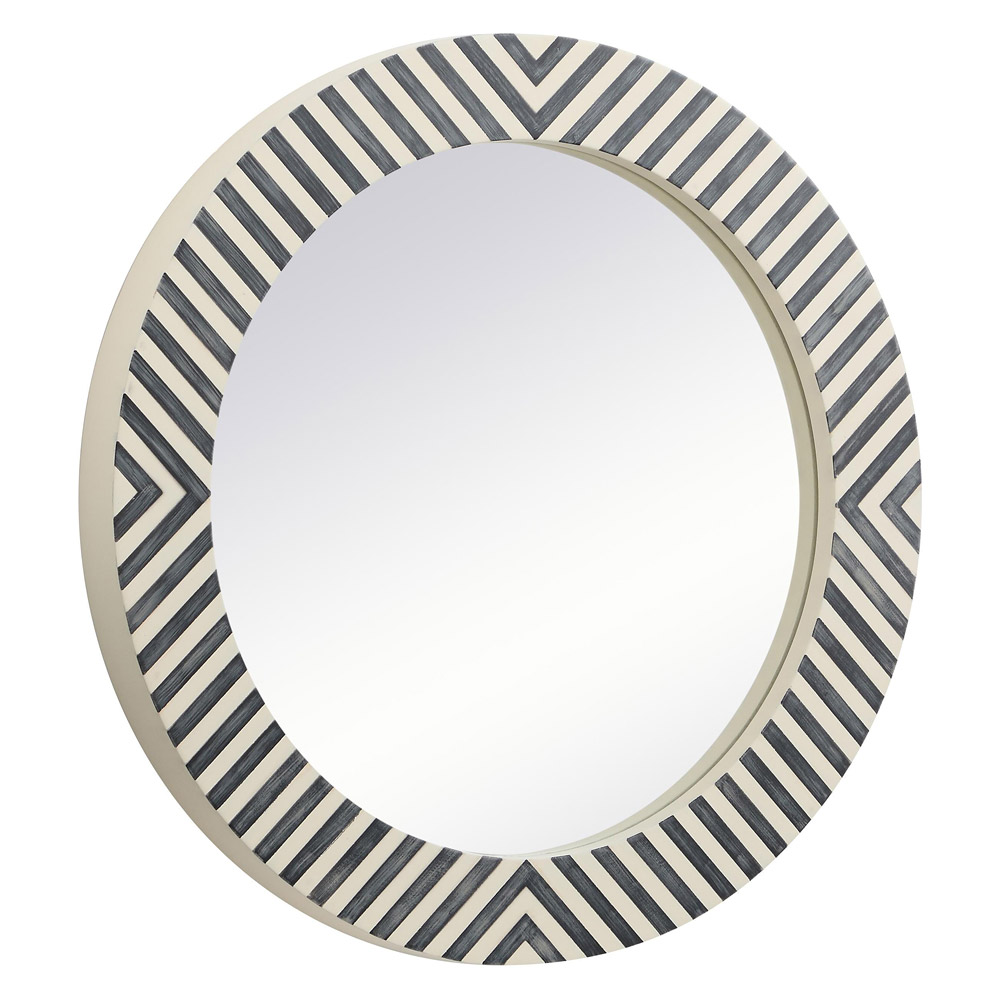 Elegant Wall Mirror - Black/White, D 24", H 24" (MR52424)