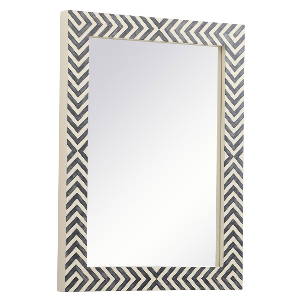 Elegant Wall Mirror - Black/White, D 24", H 32" (MR52432)