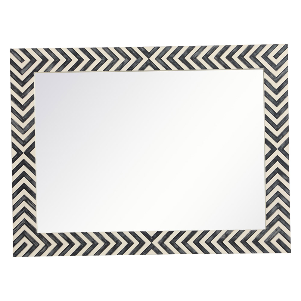 Elegant Wall Mirror - Black/White, D 24", H 32" (MR52432)