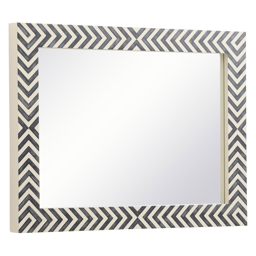 Elegant Wall Mirror - Black/White, D 24", H 32" (MR52432)