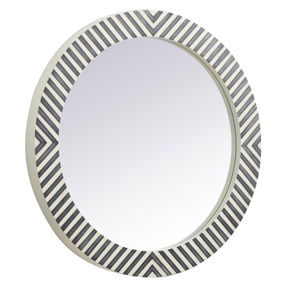 Elegant Wall Mirror - Black/White, D 28", H 28" (MR52828)