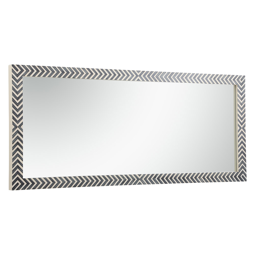 Elegant Wall Mirror - Black/White, D 30", H 72" (MR53072)