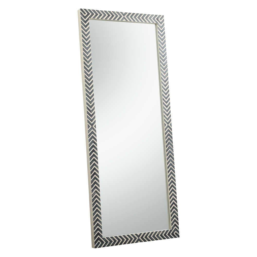 Elegant Wall Mirror - Black/White, D 30", H 72" (MR53072)