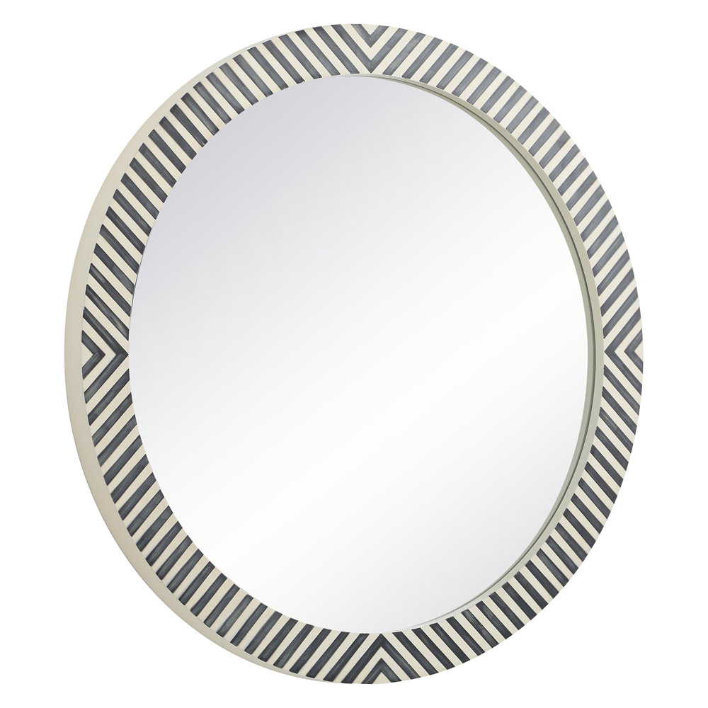 Elegant Wall Mirror - Black/White, D 36", H 36" (MR53636)