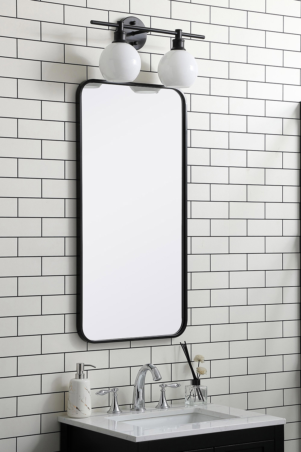 Elegant Wall Mirror - Black, L 36" (MR801836BK)