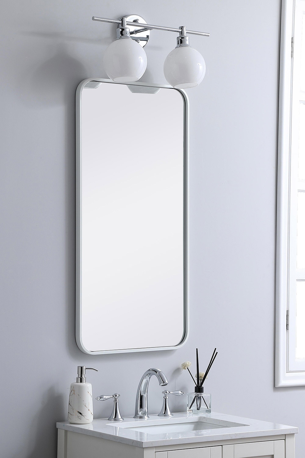 Elegant Wall Mirror - White, L 36" (MR801836WH)