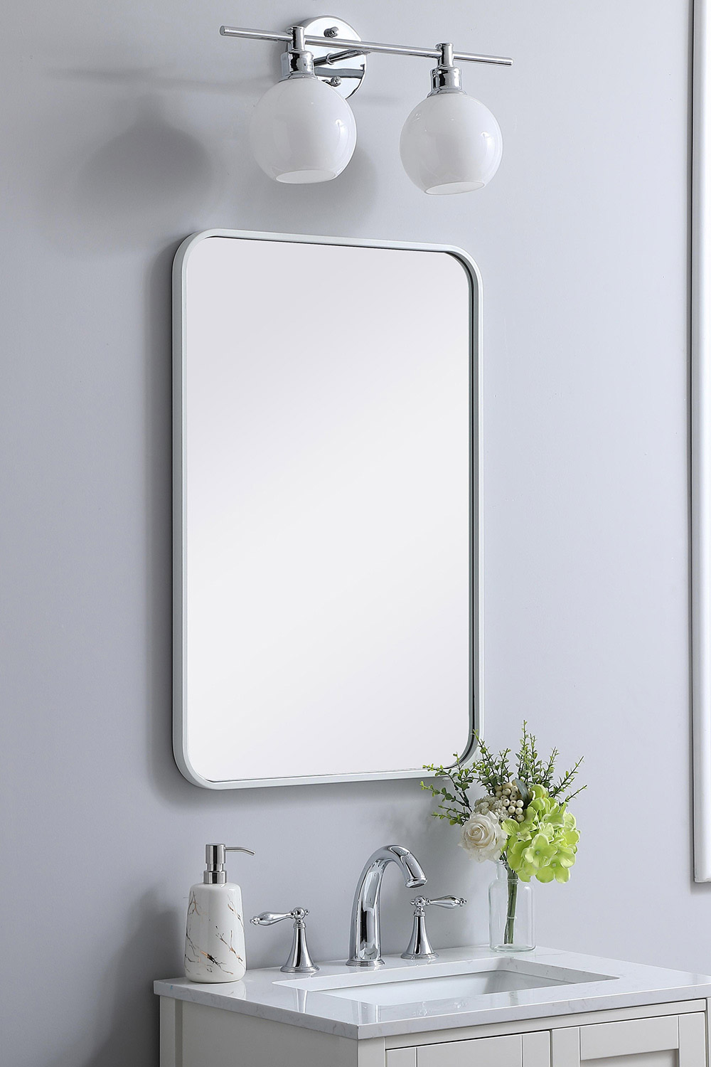 Elegant Wall Mirror - White, L 30" (MR802030WH)