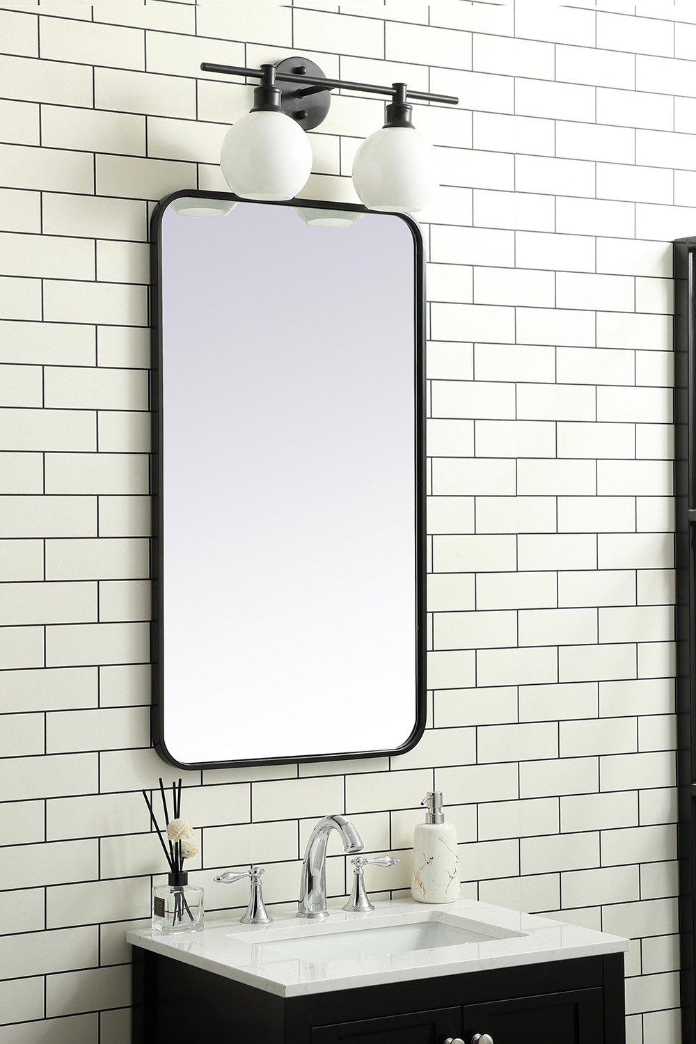 Elegant Wall Mirror - Black, L 36" (MR802036BK)