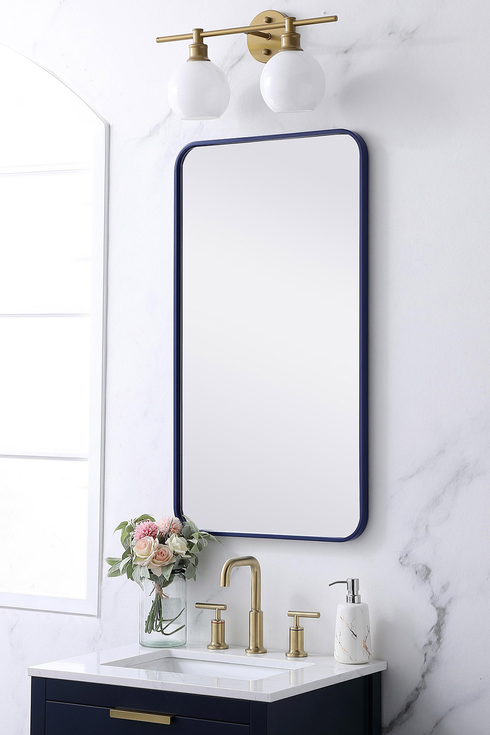 Elegant Wall Mirror - Blue, L 36" (MR802036BL)