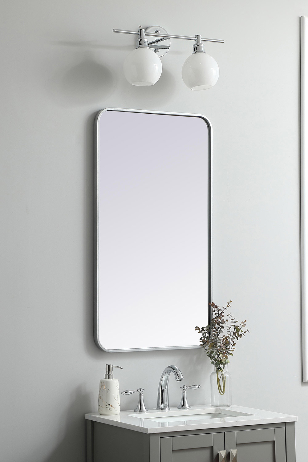 Elegant Wall Mirror - Silver, L 36" (MR802036S)