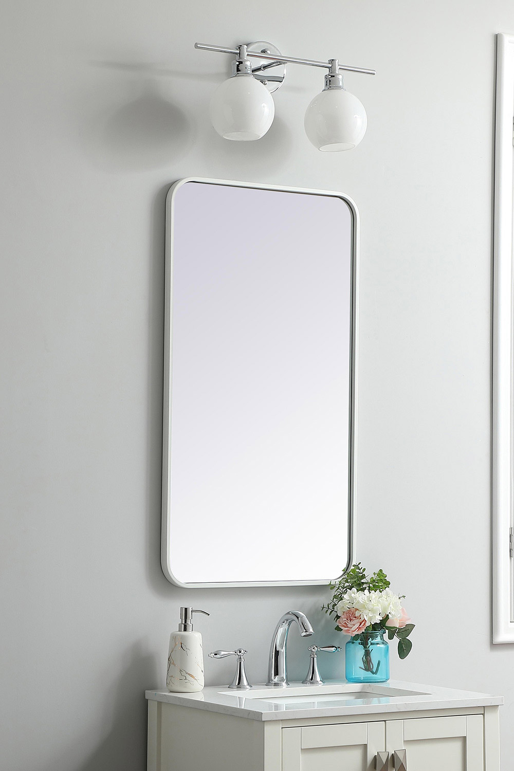 Elegant Wall Mirror - White, L 36" (MR802036WH)