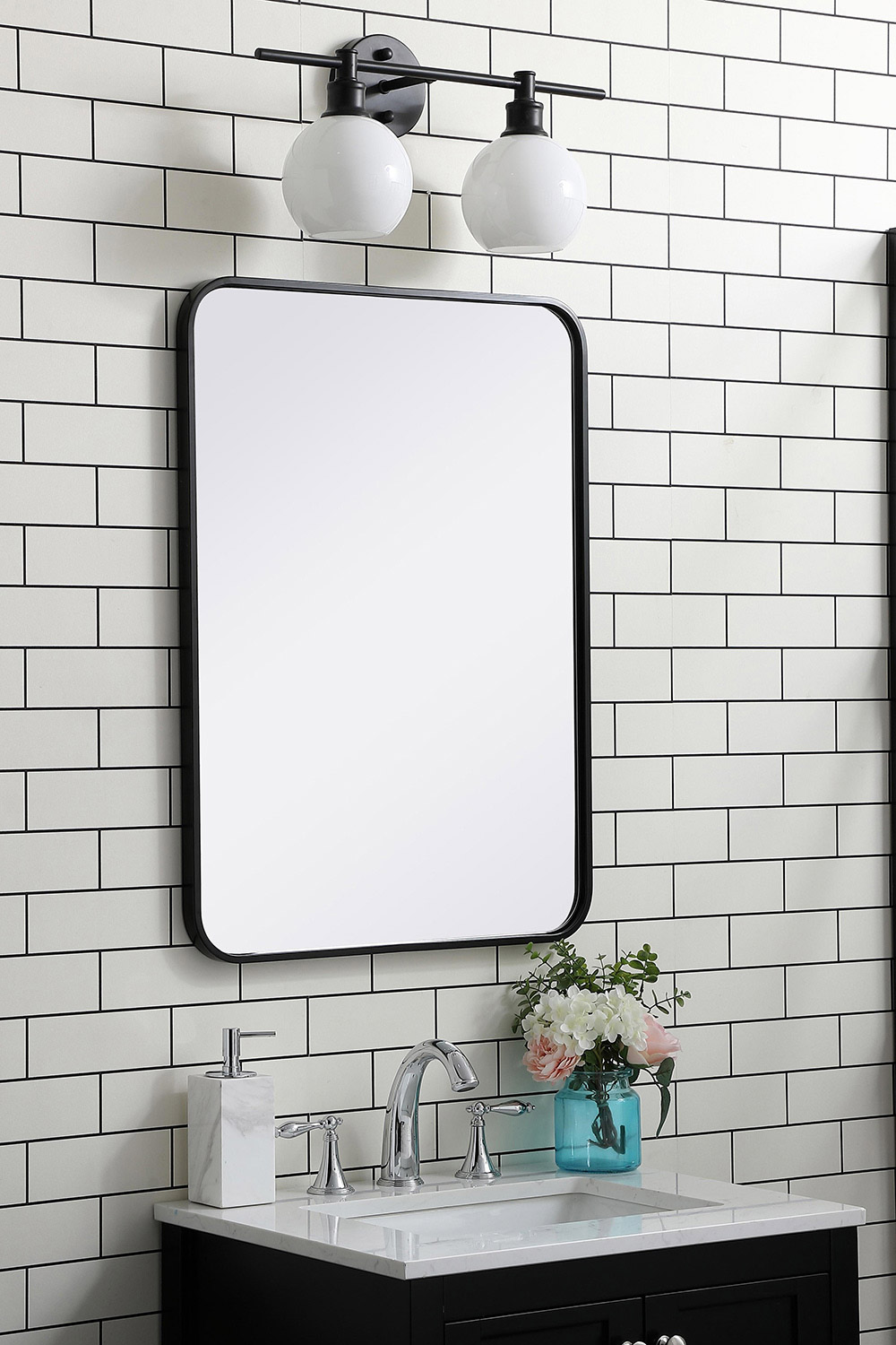 Elegant Wall Mirror - Black, L 30" (MR802230BK)