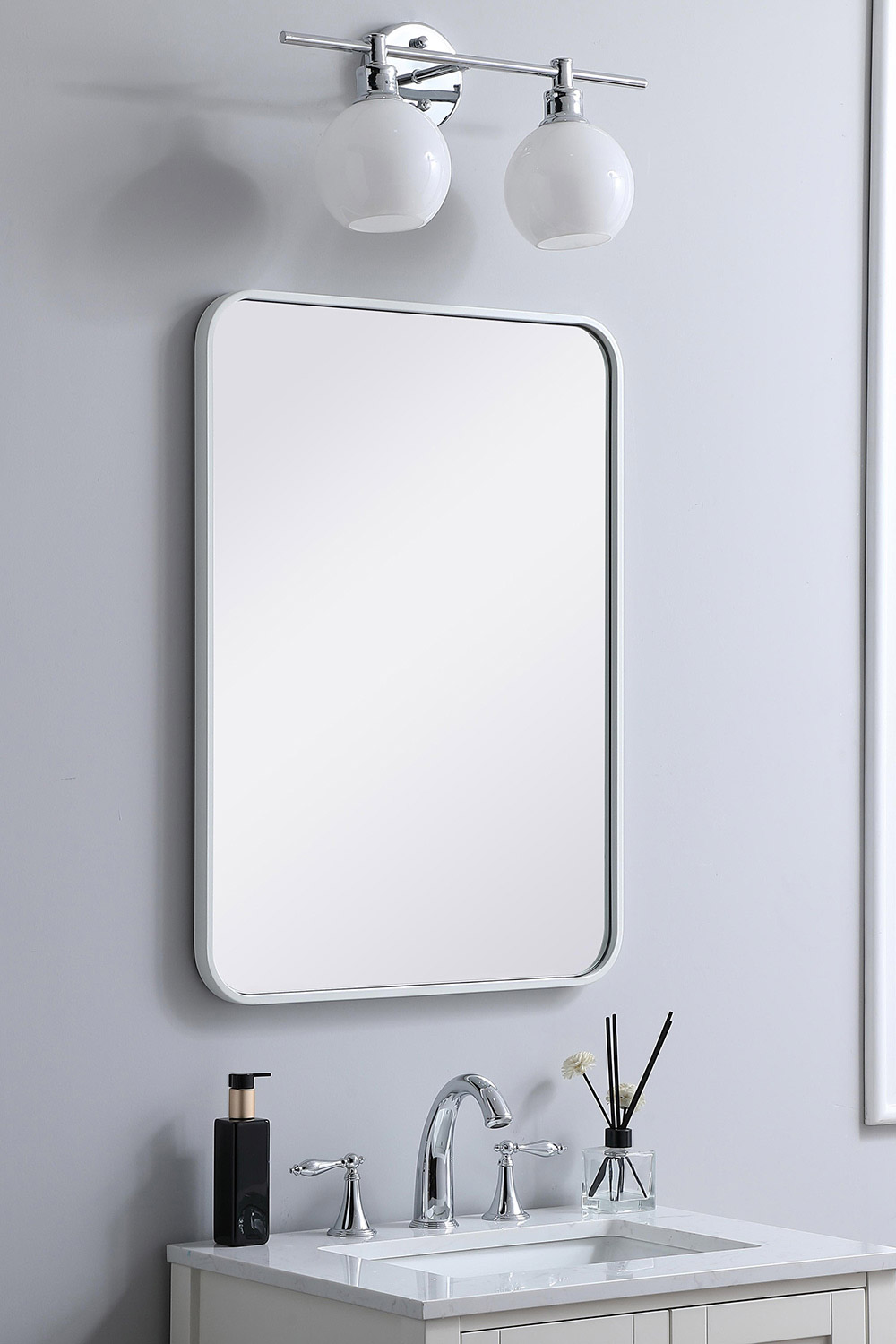 Elegant Wall Mirror - White, L 30" (MR802230WH)