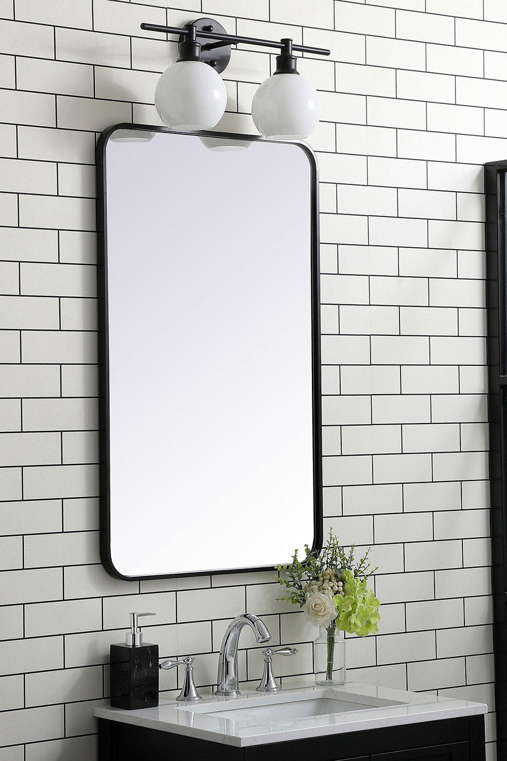 Elegant Wall Mirror - Black, L 36" (MR802236BK)