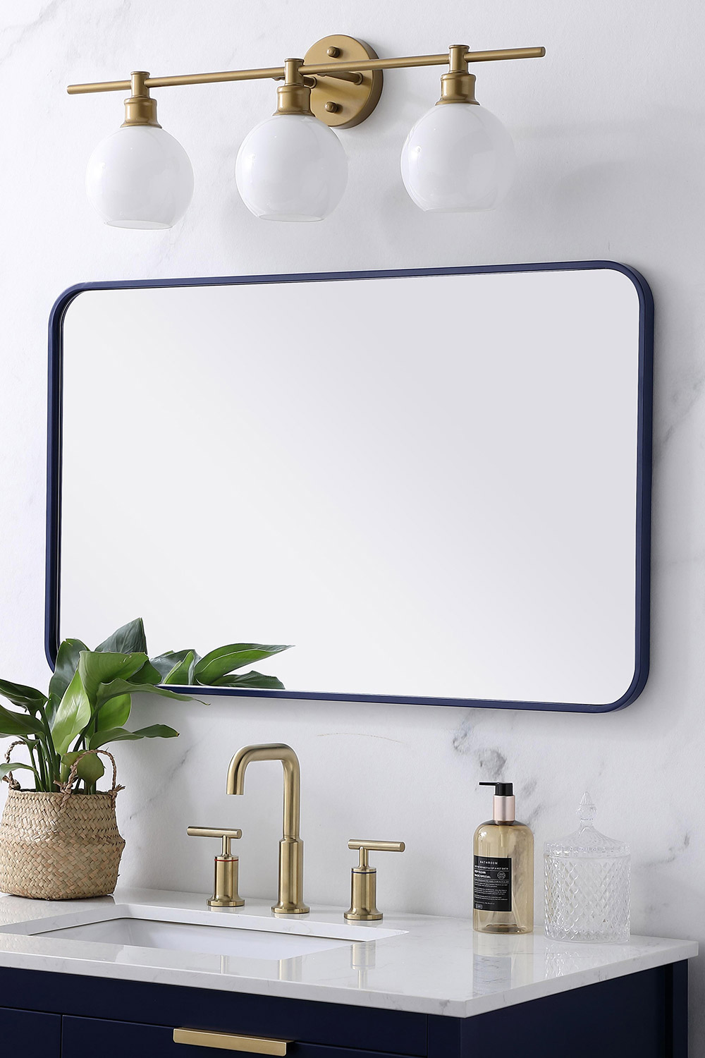 Elegant Wall Mirror - Blue, L 36" (MR802236BL)