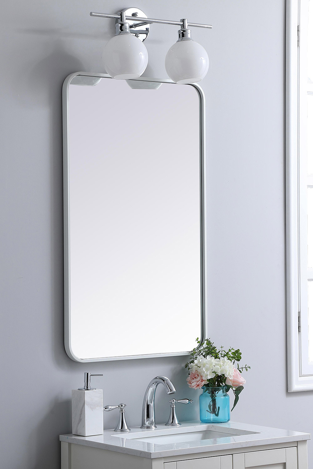 Elegant Wall Mirror - White, L 36" (MR802236WH)