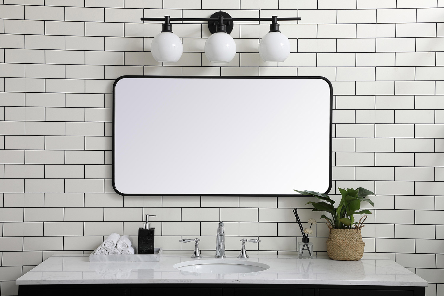 Elegant Wall Mirror - Black, L 40" (MR802240BK)