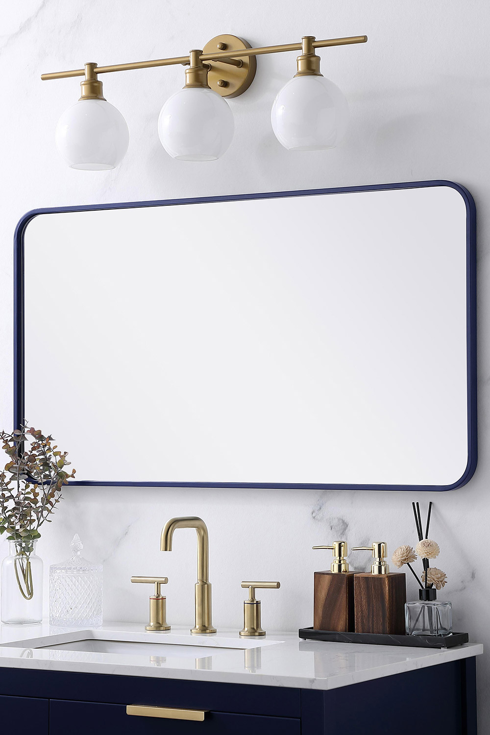 Elegant Wall Mirror - Blue, L 40" (MR802240BL)