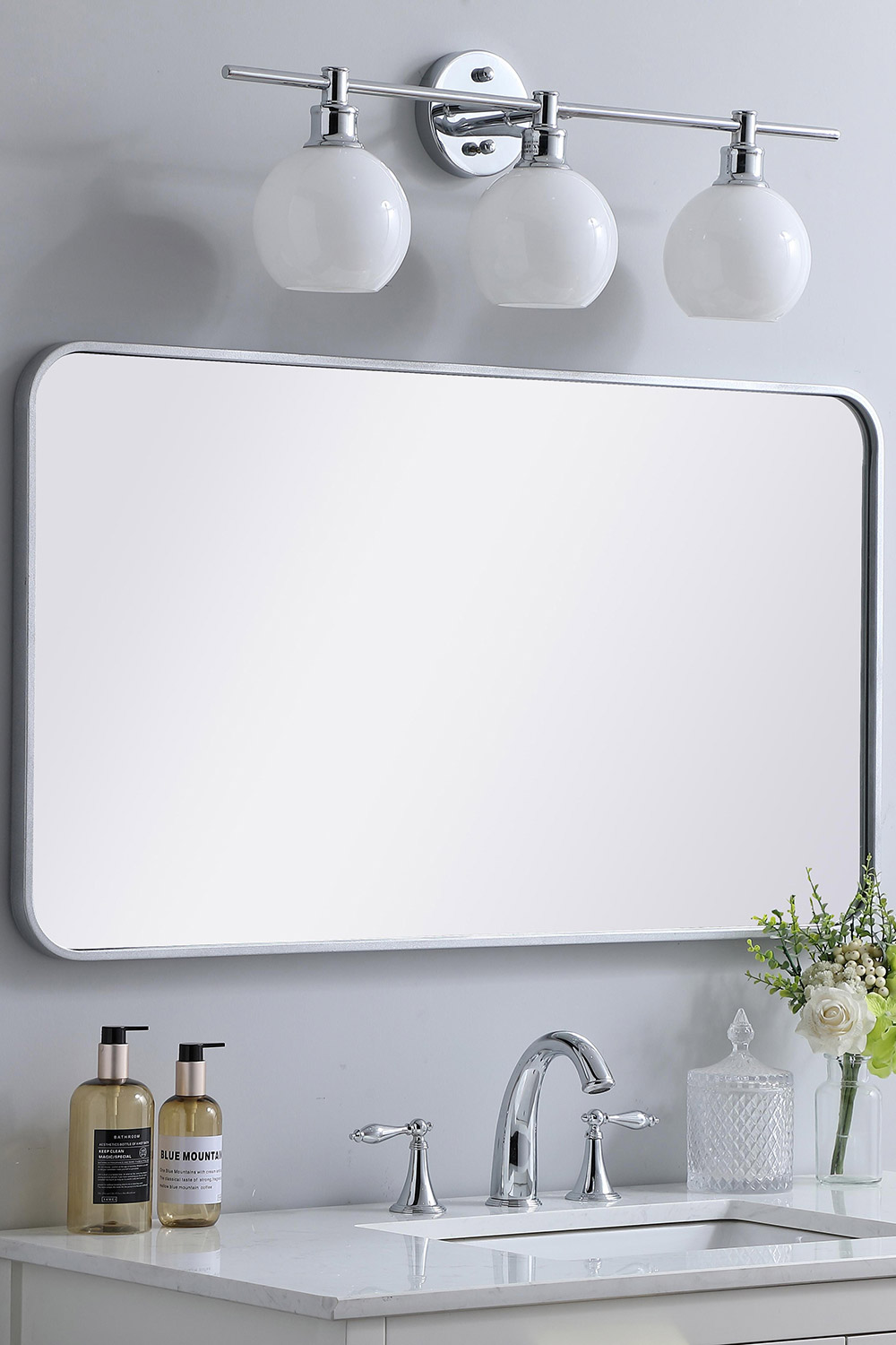 Elegant Wall Mirror - Silver, L 40" (MR802240S)