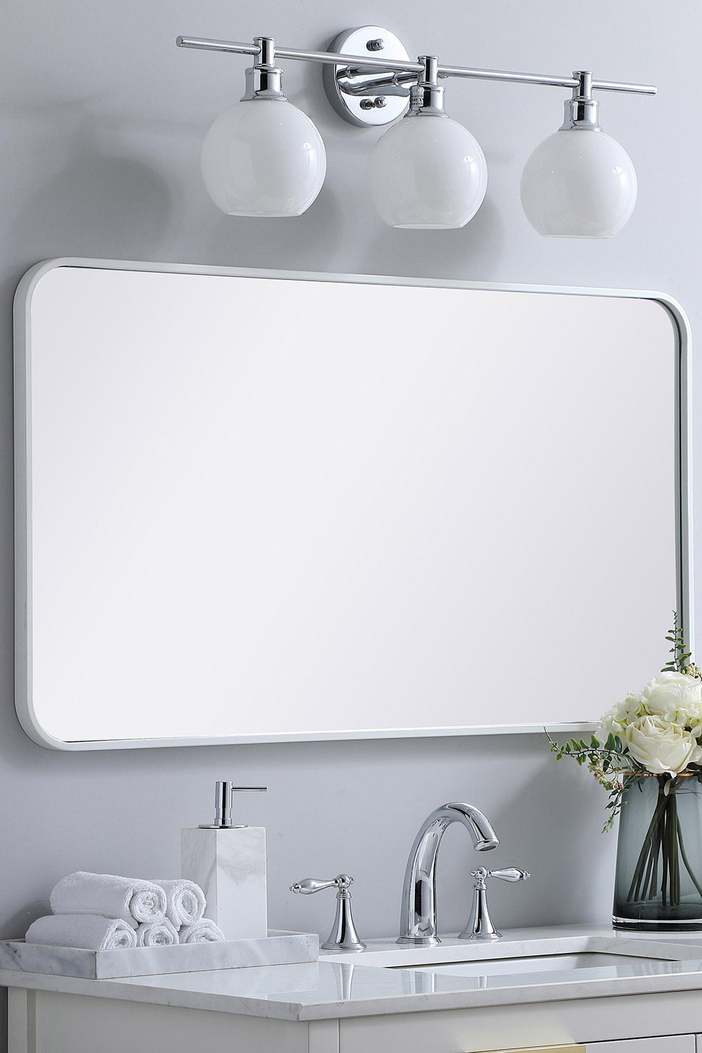 Elegant Wall Mirror - White, L 40" (MR802240WH)