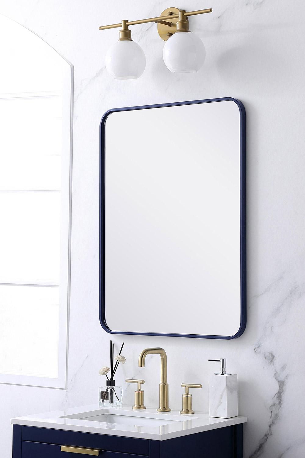 Elegant Wall Mirror - Blue, L 32" (MR802432BL)