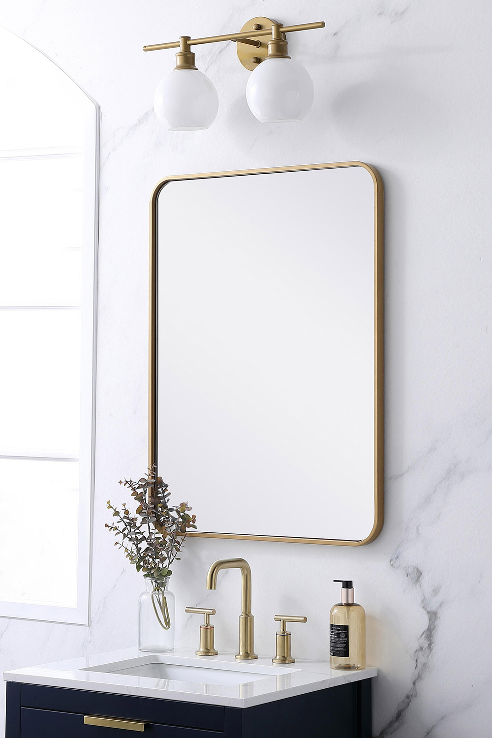 Elegant Wall Mirror - Brass, L 32" (MR802432BR)