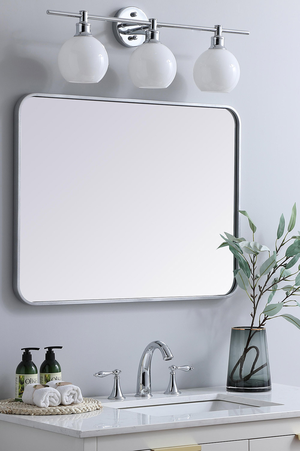 Elegant Wall Mirror - Silver, L 32" (MR802432S)