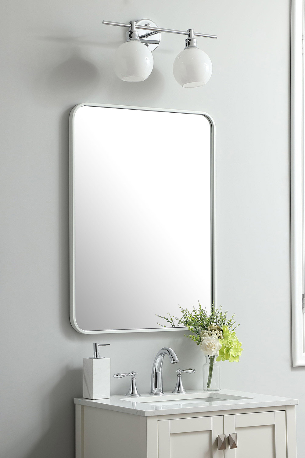 Elegant Wall Mirror - White, L 32" (MR802432WH)