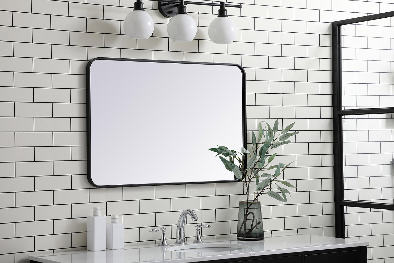 Elegant Wall Mirror - Black, L 36" (MR802436BK)