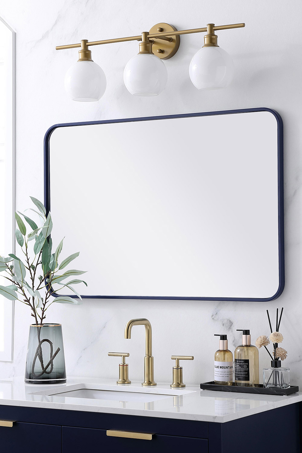 Elegant Wall Mirror - Blue, L 36" (MR802436BL)