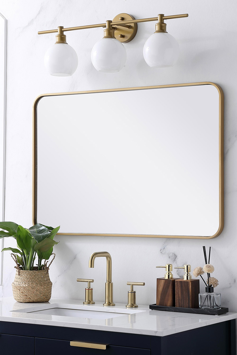 Elegant Wall Mirror - Brass, L 36" (MR802436BR)