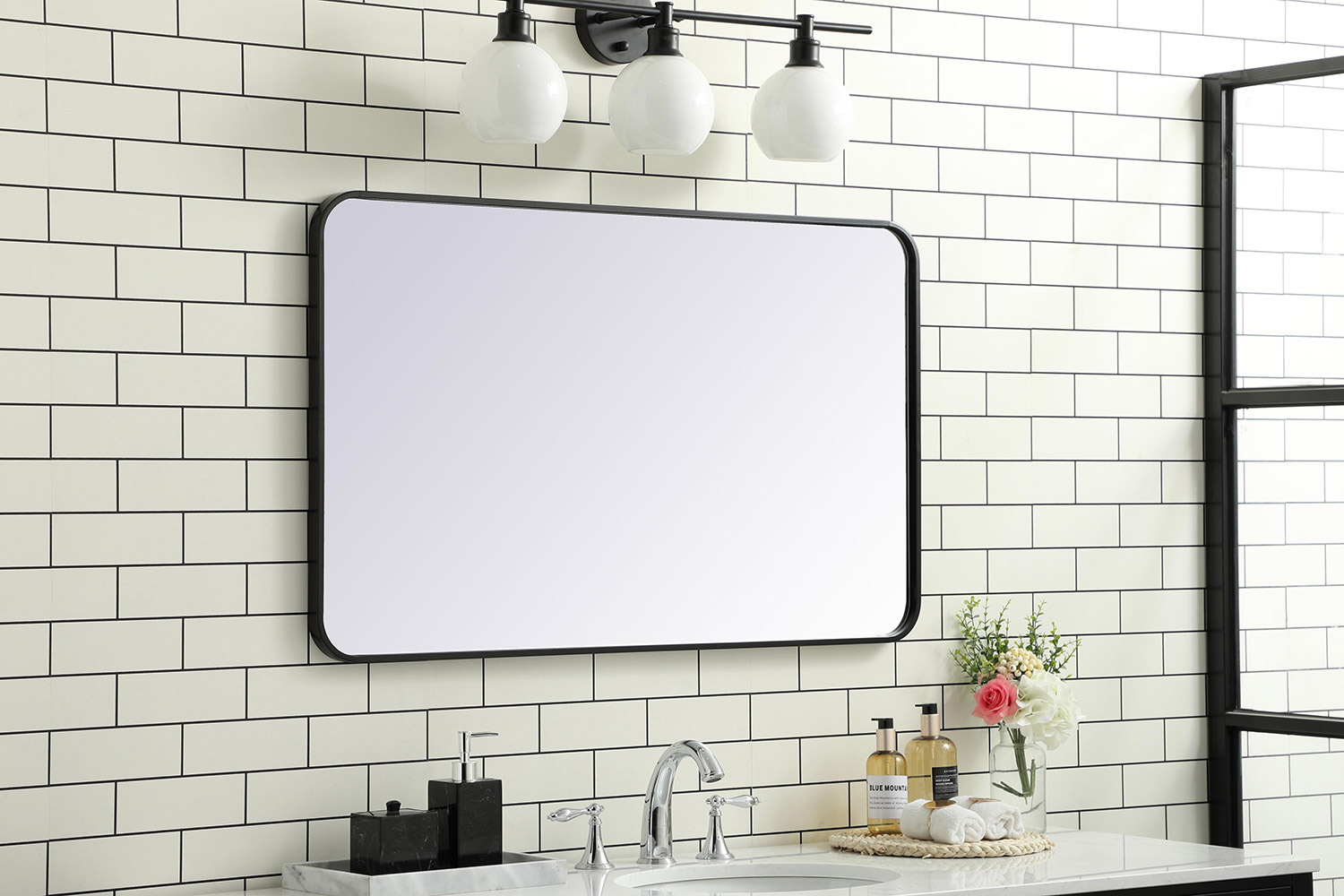 Elegant Wall Mirror - Black, L 40" (MR802440BK)