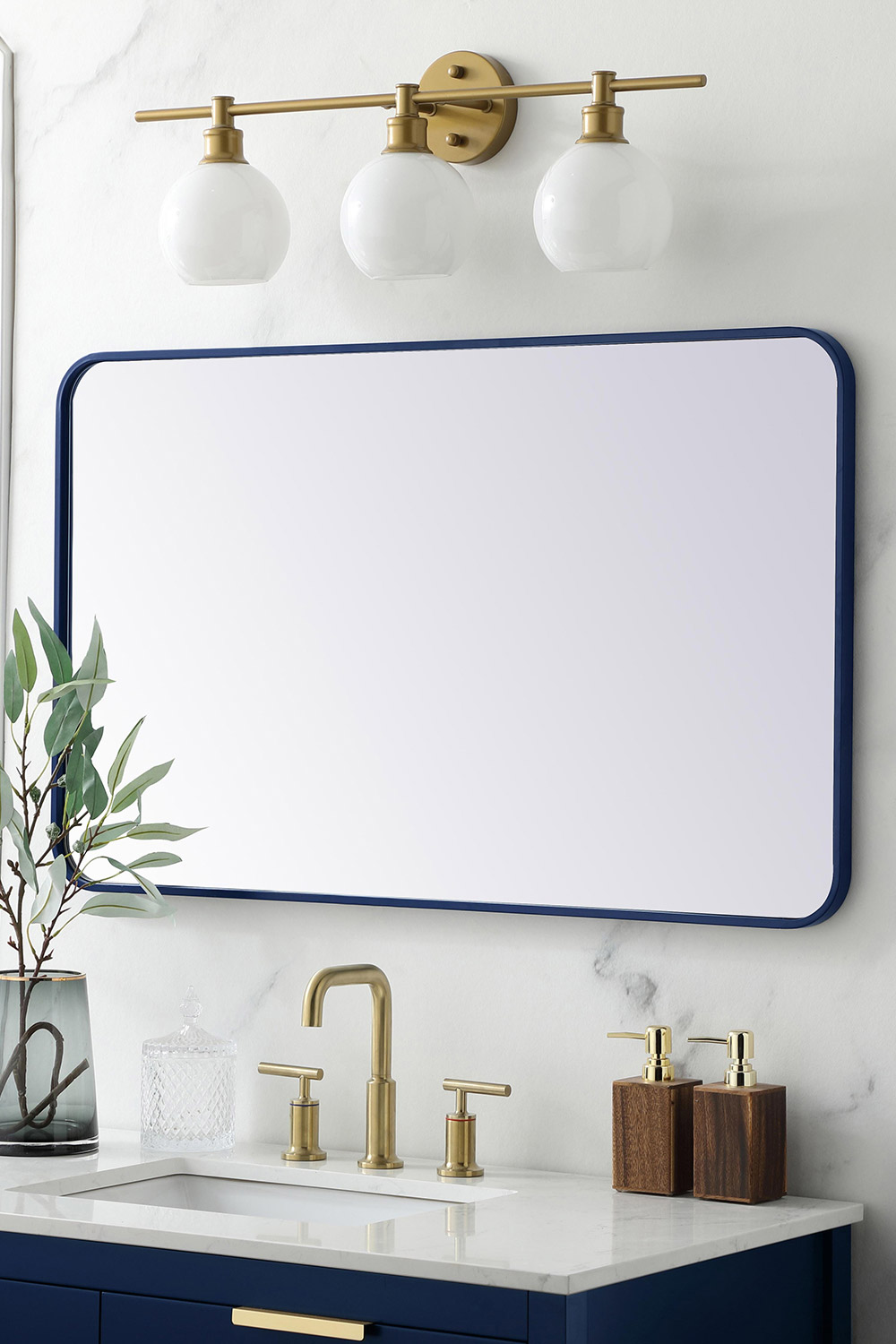 Elegant Wall Mirror - Blue, L 40" (MR802440BL)